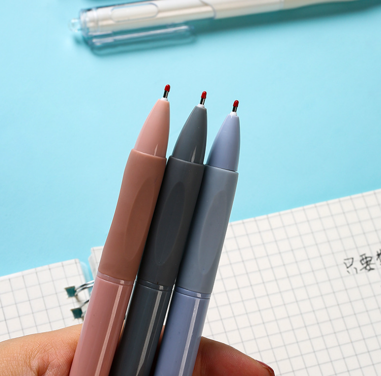 Bút bi bấm học sinh màu trơn Hàn quốc viết đẹp rẻ mực gel đỏ xanh đen 0.5 mm văn phòng phẩm quà tặng xinh cao cấp