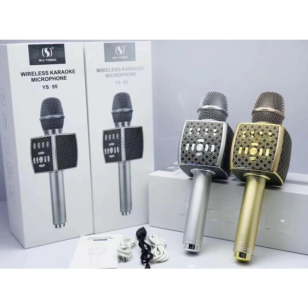 Mic Karaoke YS95 Cao Cấp- Micro Bluetooth YS-95 Tích Hợp Loa Bass Hay Không Dây, Livestream Hỗ Trợ Thẻ Nhớ, USB