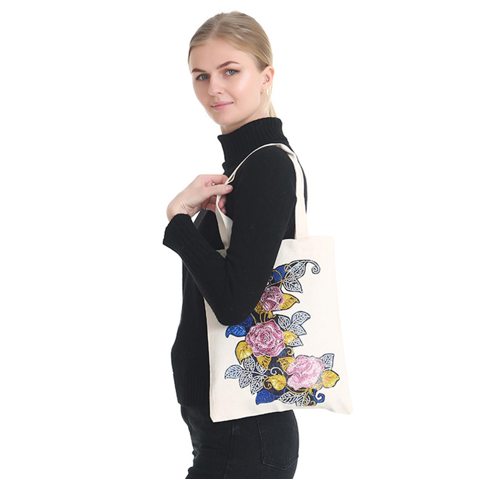 Túi xách DIY thêu tranh hạt cườm nghệ thuật, chất vải cotton