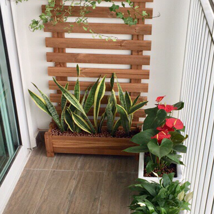 Bộ 2 Chậu Gỗ Chữ Nhật Lớn Greenhome GH021 - Nâu
