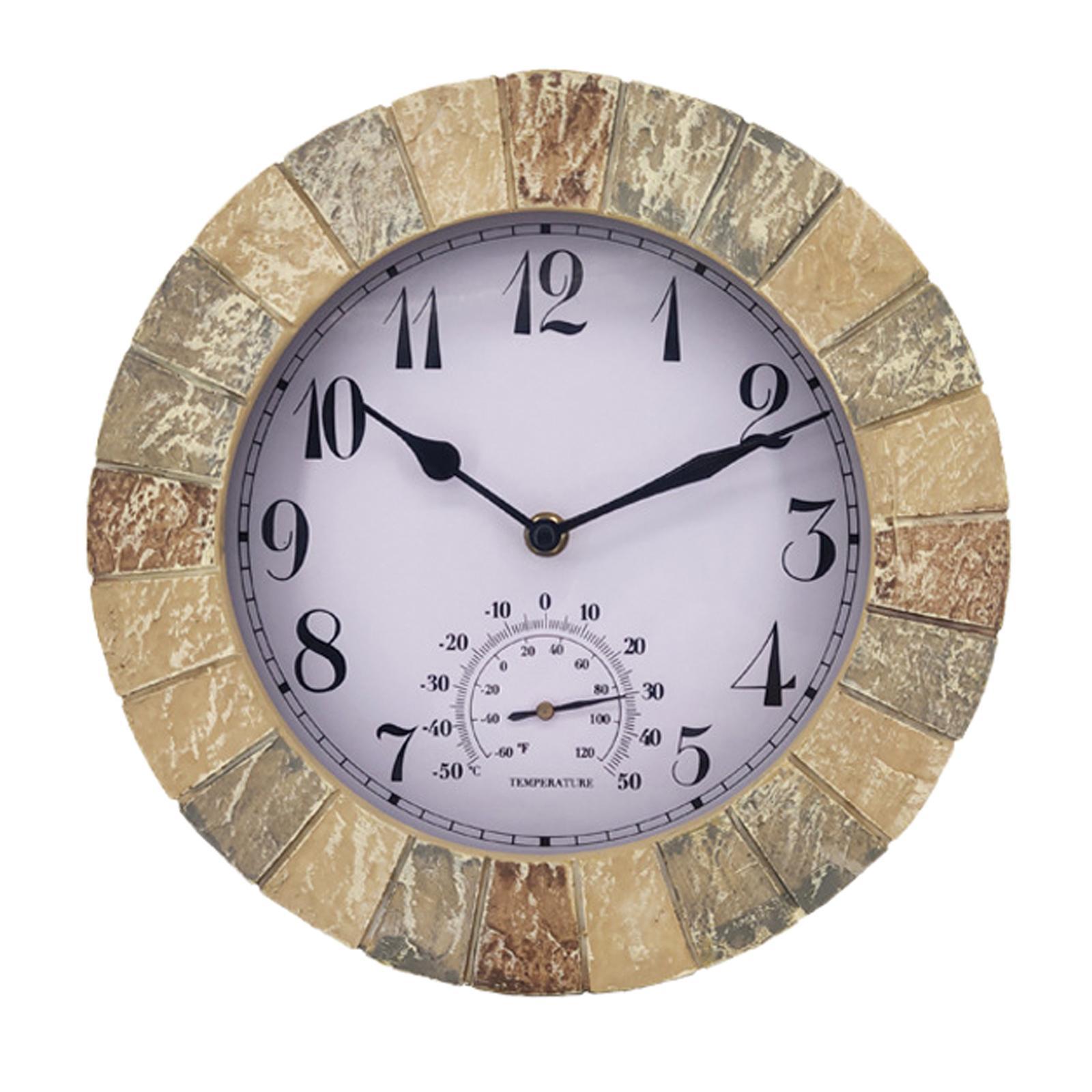 Outdoor Hanging Clock Waterproof Temperature Display for Living Room