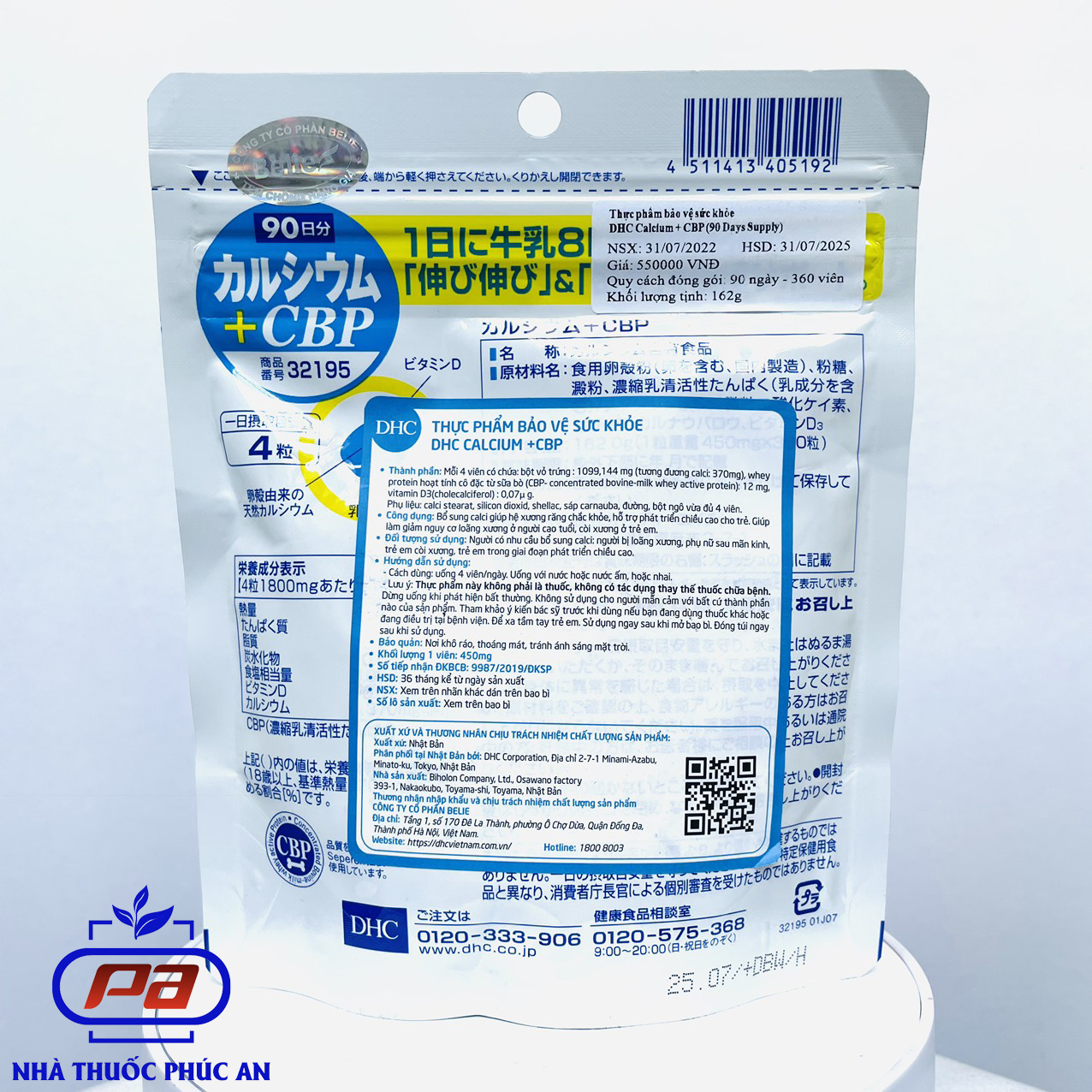 Viên uống bổ sung Canxi DHC Calcium + CBP giúp xương chắc khoẻ, phát triển chiều cao 30 - 90 ngày