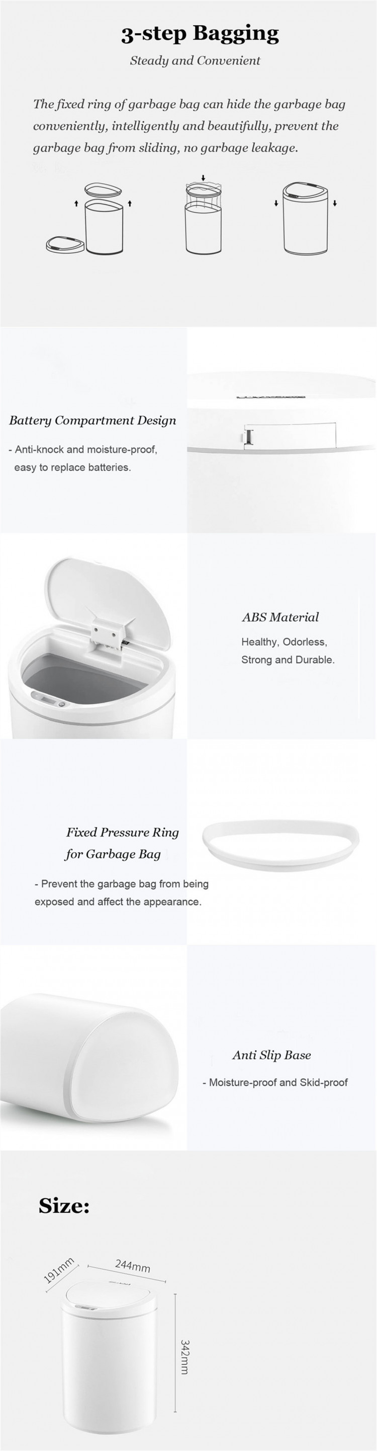Xiaomi NINESTARS Thùng rác cảm biến thông minh có thể tự động cảm ứng Thùng rác Thùng giấy Im lặng Phòng khách cảm ứng Văn phòng Nhà trợ giúp thông minh