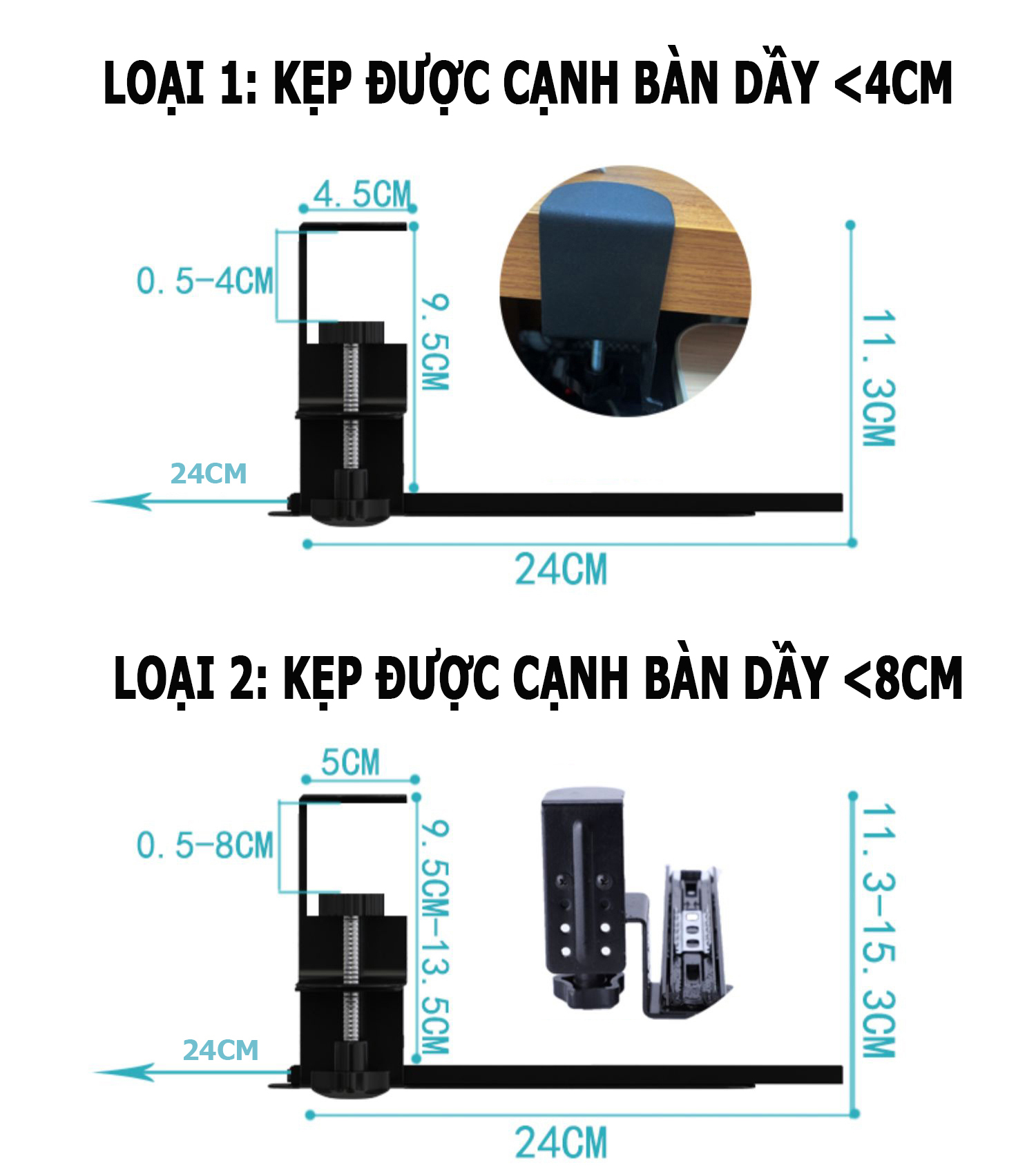 (52cm) Giá Đỡ Ngăn Kéo Bàn Phím Kẹp Bàn; Ray Trượt Kệ Gỗ Mở Rộng Bàn Làm Việc; Giá Đở Bàn Phím Di Động; Bàn Gấp Gọn