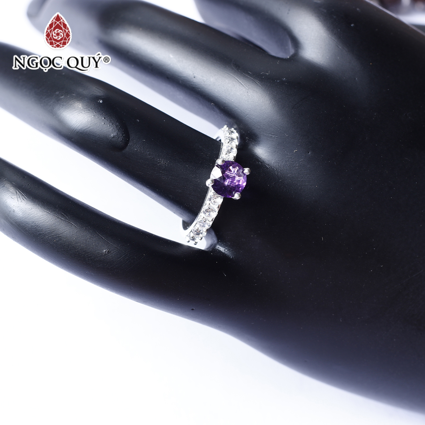 Nhẫn bạc nữ đá thiên nhiên - Ngọc Quý Gemstones - Thạch anh tím - Ni 19