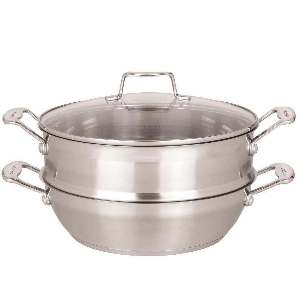 Chảo inox đáy từ kèm xửng hấp cao cấp Scanpan Impact 28cm, thiết kế 3 lớp, an toàn sức khỏe, hàng chính hãng 71122810