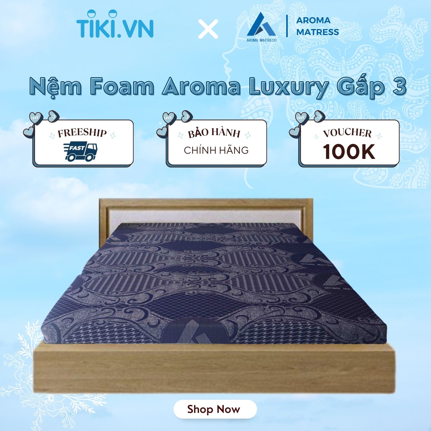 Nệm Foam Aroma Luxury gấp 3