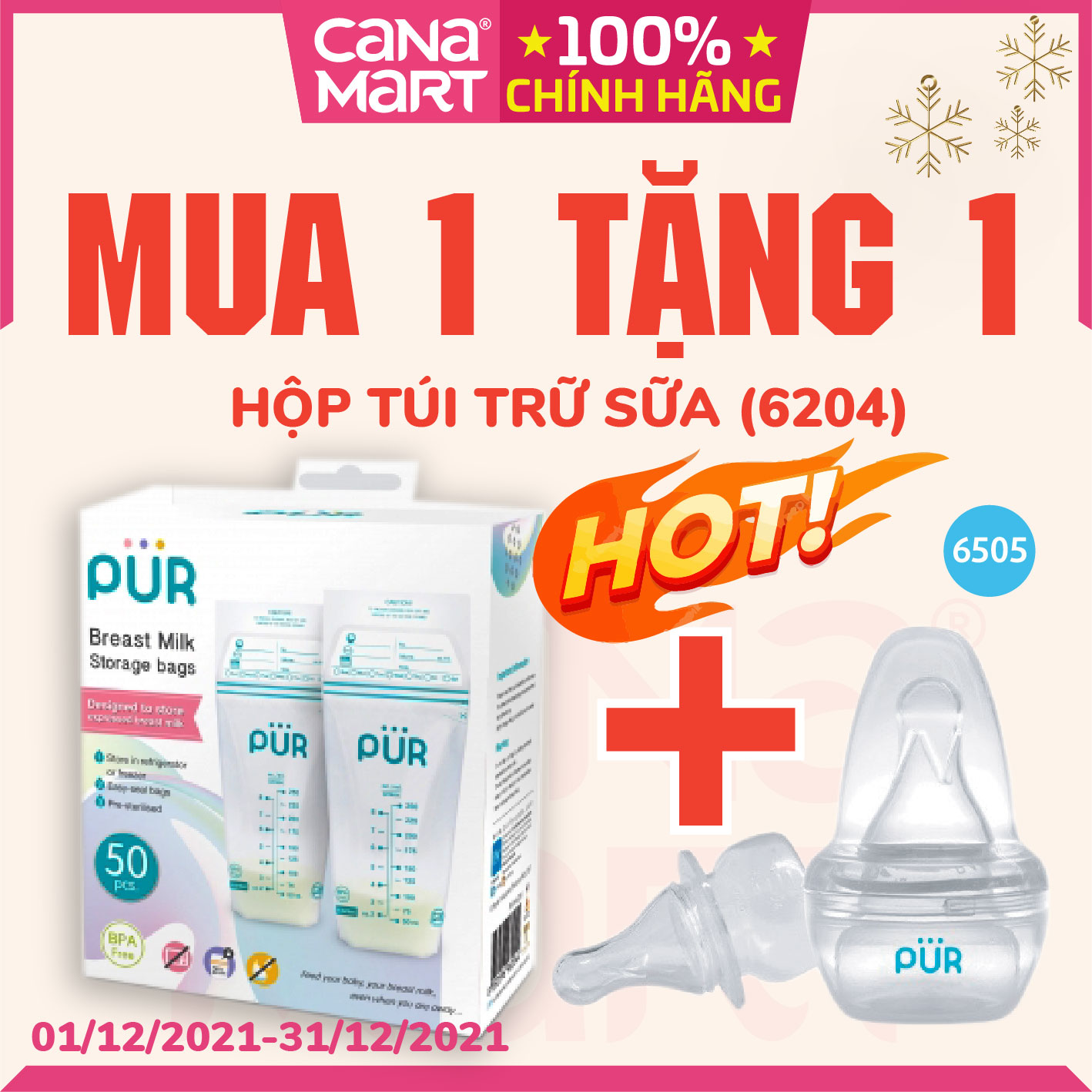 Hộp túi trữ sữa Pur cho mẹ (6204)