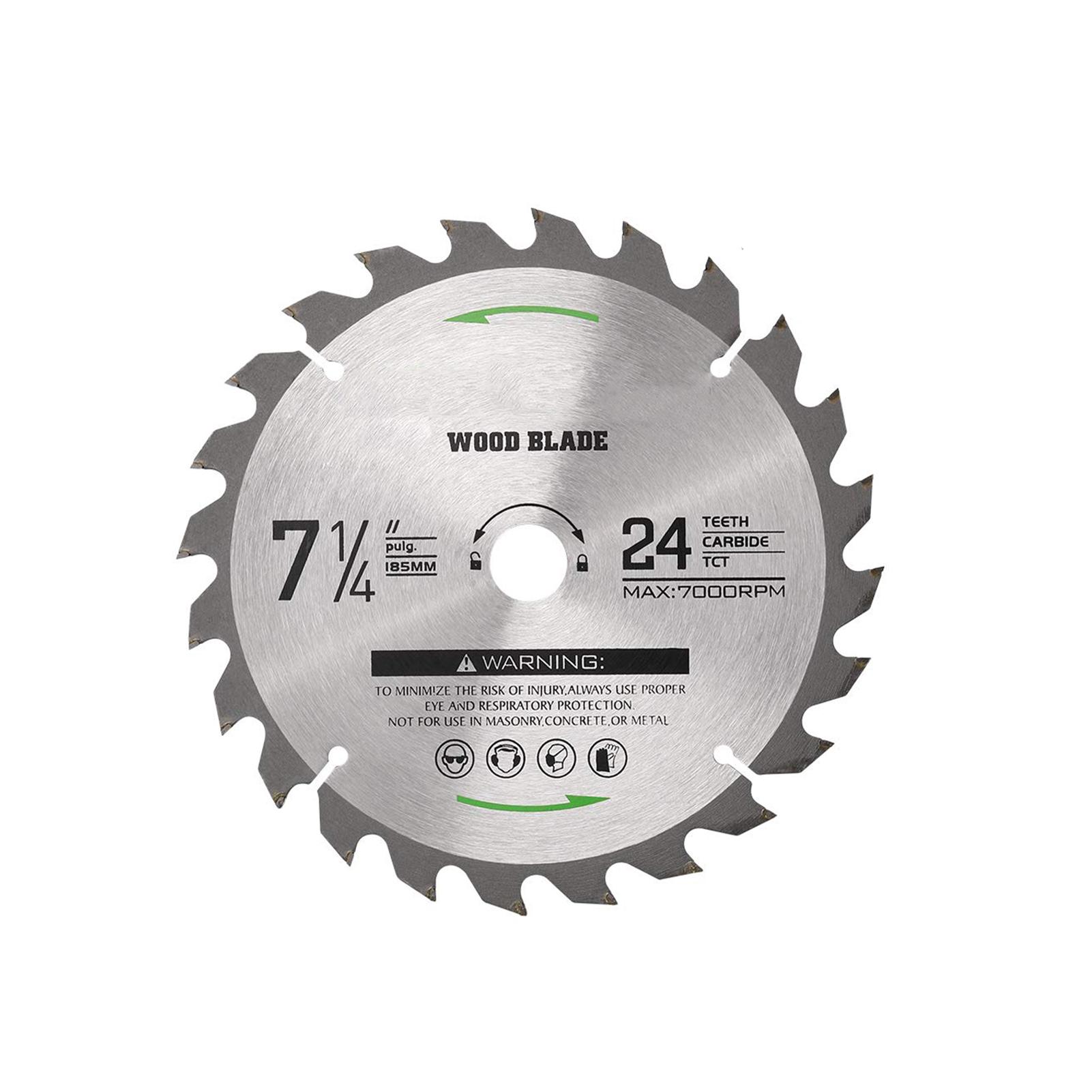 Circular Saw Blade 7-1/4'' 24 Tooth Tungsten Carbide Tipped Circular Wood Cutting Saw Blade with 20mm Arbor for Wood Cutting Max Speed 7000RPM Anti-clockwise Cutting Direction EU