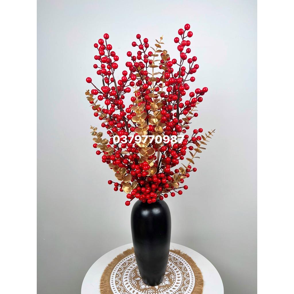 Bình đào đông đỏ-Decor nhà xinh-Trang trí ngày tết