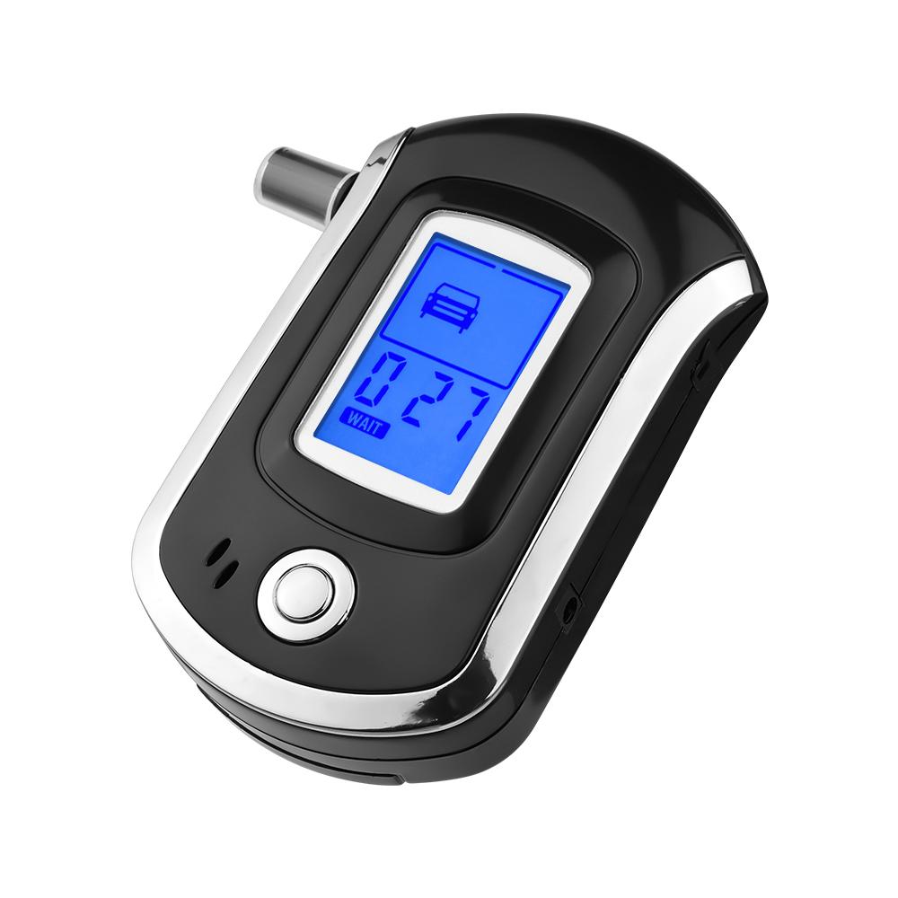 Portable Breathalyzer with 6 Mouthpieces Breath Alcohol Tester LCD Backlight Digital Accurate BAC Detector Analyzer with Audio Visual Alarm for Personal Use