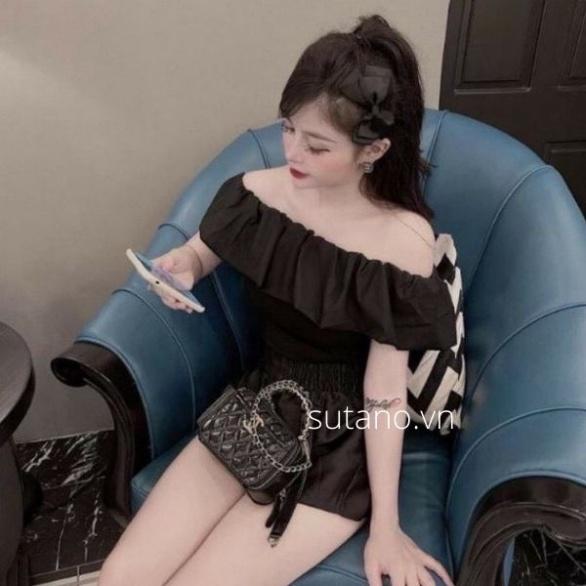 Áo trễ vai 2 lớp cộc tay bánh bèo đẹp sang chảnh A666 coco land sang chảnh. trendy hot girl