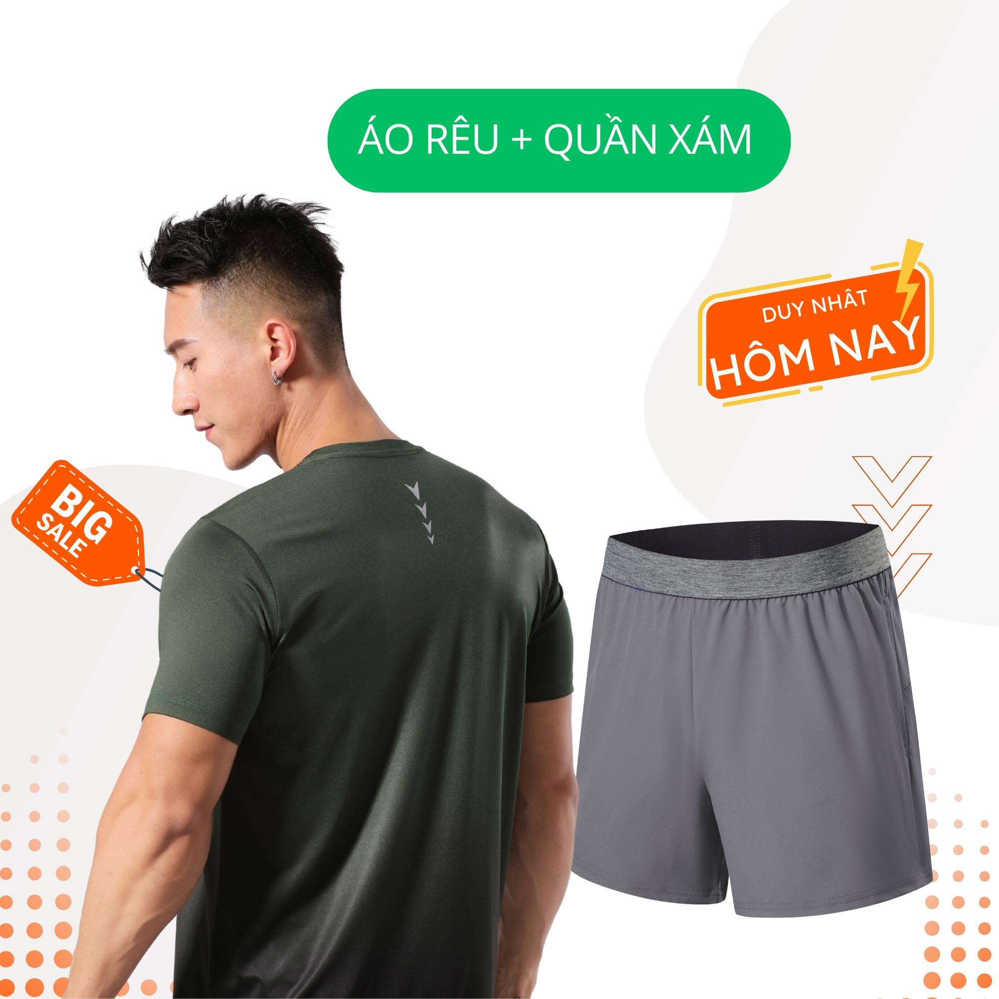 Combo Áo Quần Thể Thao Thời Trang Nam Tính Thoáng Mát Áo Body Fit Màu Ombre + Quần Siêu Mát Vải Trơn Lưng Chun Bản To BST Mùa Hè BEATME - M