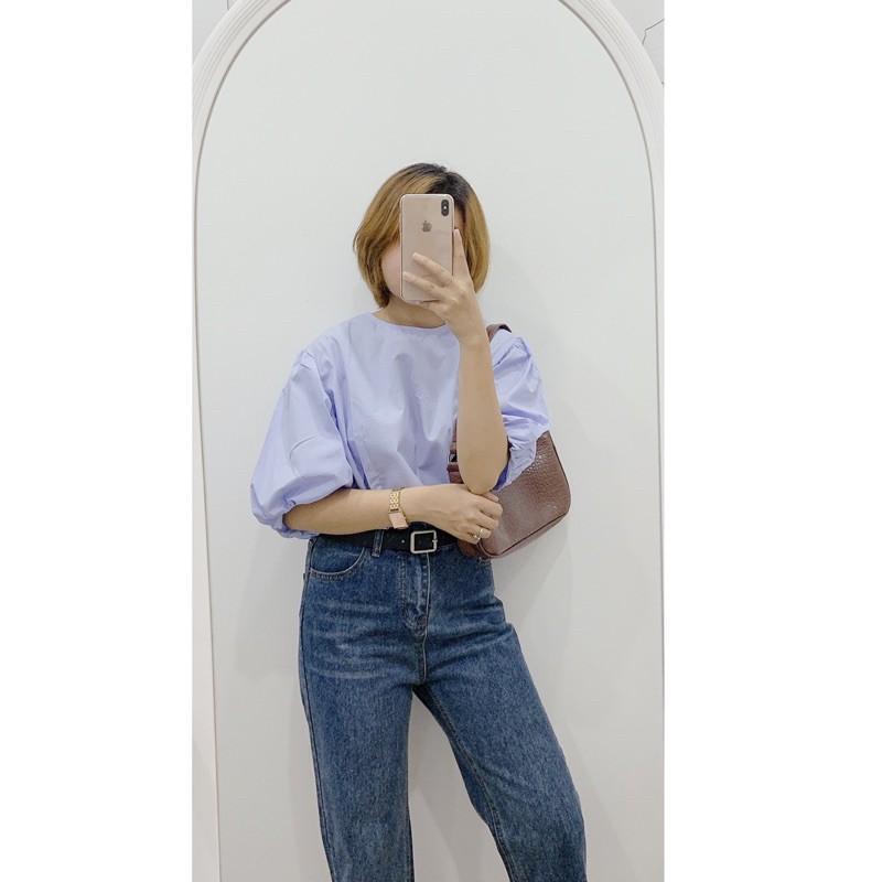 Áo thô cổ tròn tay phồng