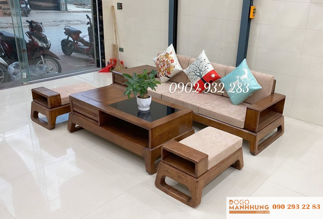 Bộ sofa gỗ sồi 4 món nhỏ xinh M04