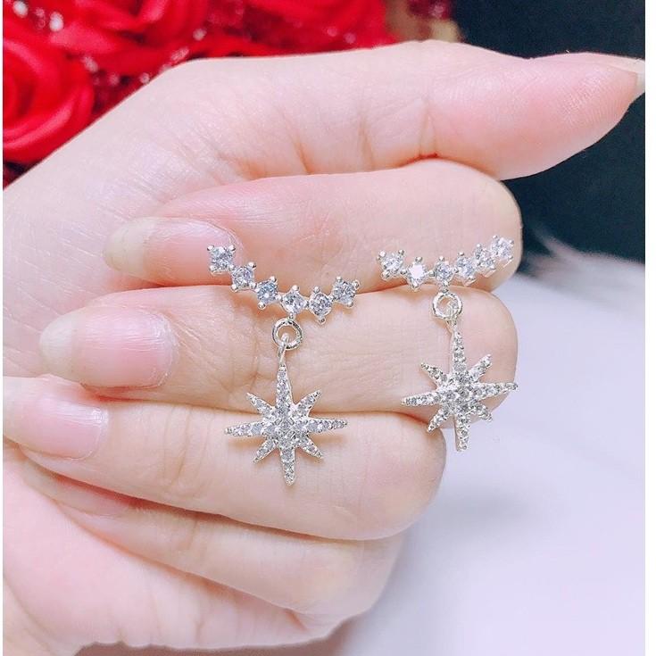 Bông tai bạc hình ngôi sao đính đá MS08