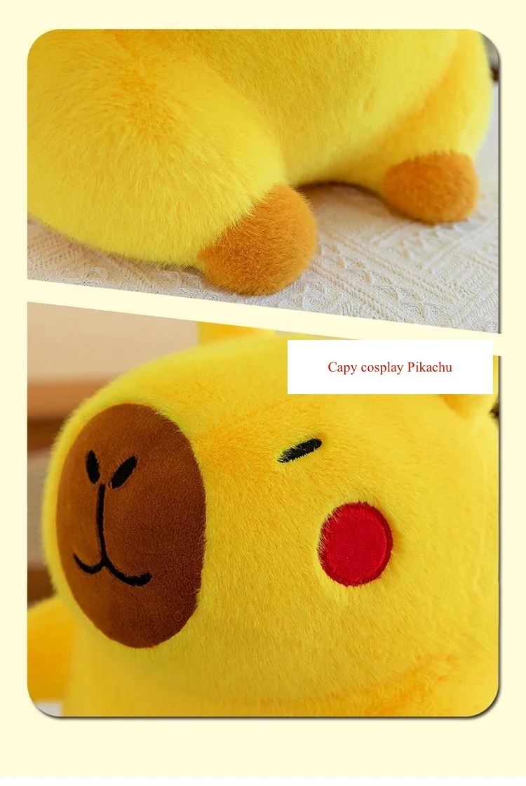 Thú nhồi bông capybara cosplay pikachu dễ thương - Size từ 35cm đến 45cm - Quà tặng gấu bông chuột lang êm mịn
