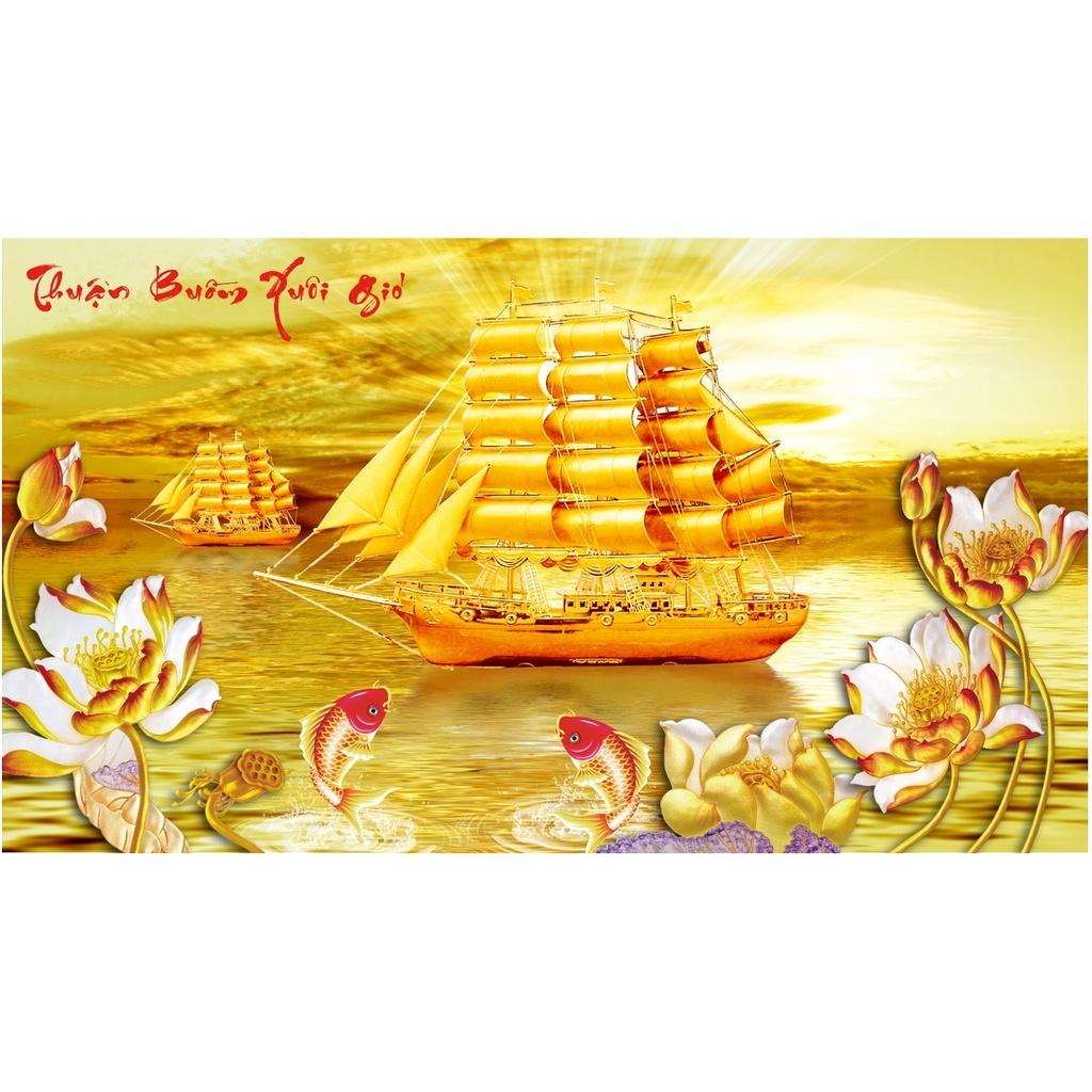 Tranh Đính Đá THUẬN BUỒM XUÔI GIÓ . Kích Thước: 90cm x 50cm