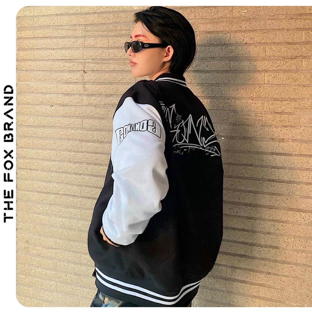 Áo khoác dù bomber 2 lớp dáng unisex nam nữ form rộng phong cách ulzzang in chữ G