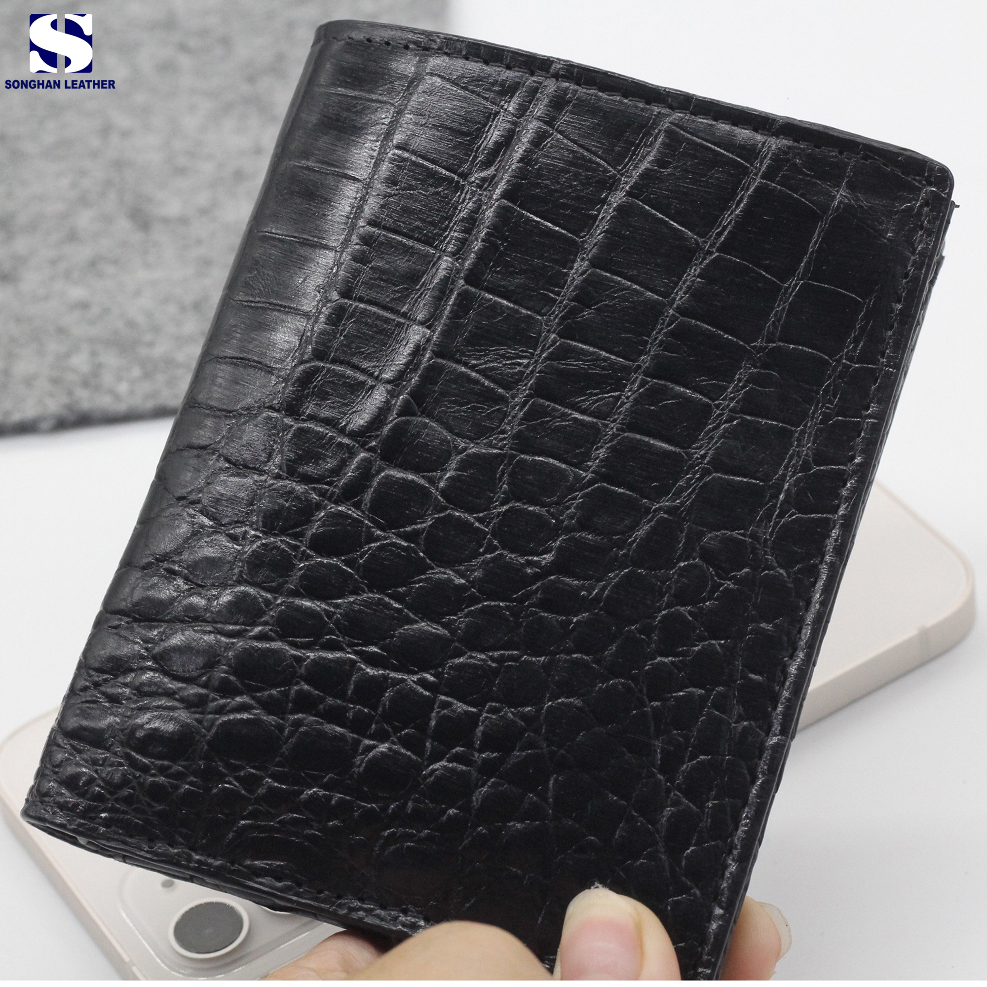 Ví Nam Da Cá Sấu 2 Mặt, Ví  Dáng Đứng Da Cá Sấu Thật Songhan Leather WM01 Làm Từ Da Bụng, Bảo Hành 12 Tháng