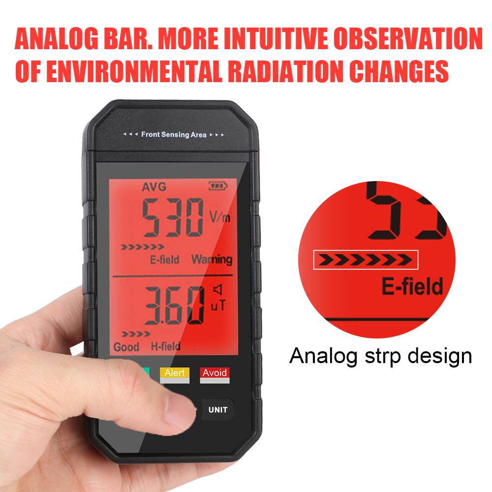 Máy kiểm tra điện trường EMF, máy dò radio từ trường, âm thanh và báo động sáng, máy dò bức xạ điện từ