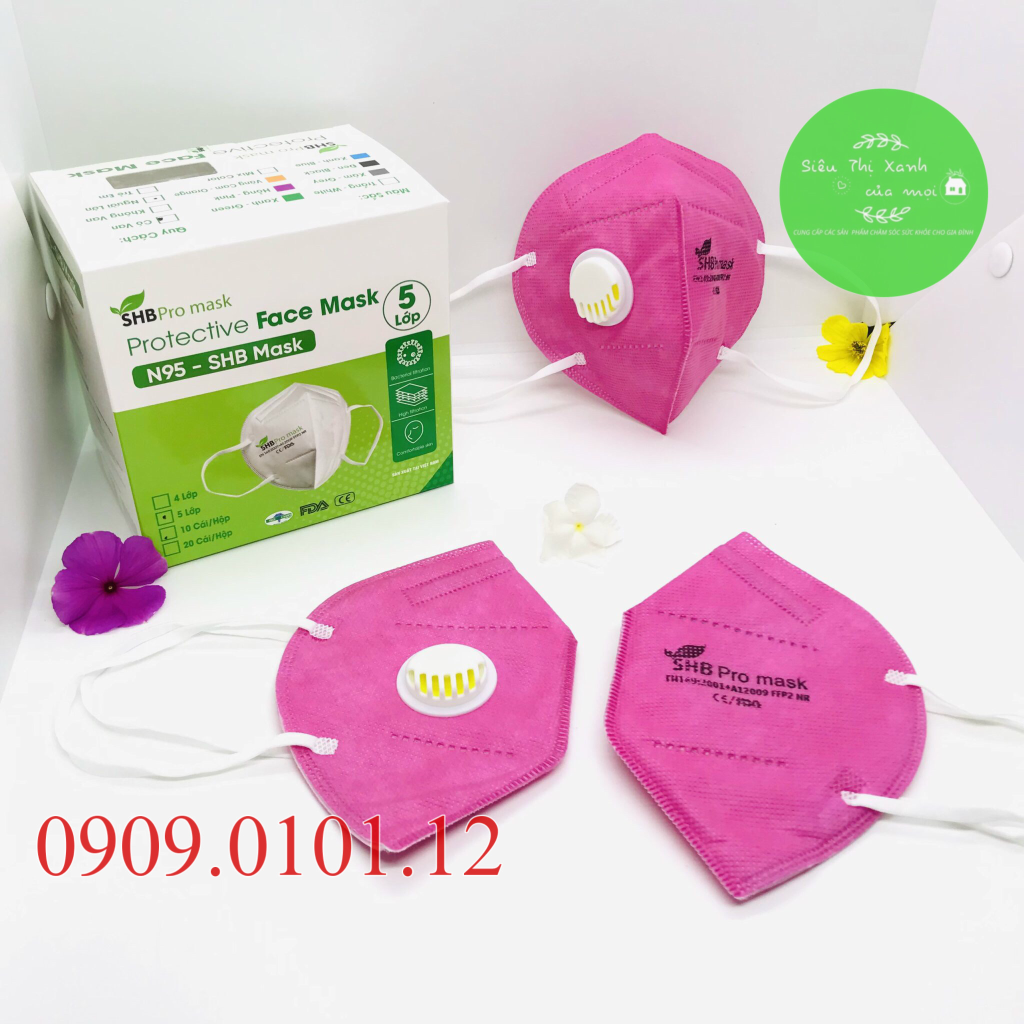 Khẩu trang n95 có van thở SHB Pro Mask, Kn95 cao cấp 5 lớp kháng khuẩn chuẩn FFP2