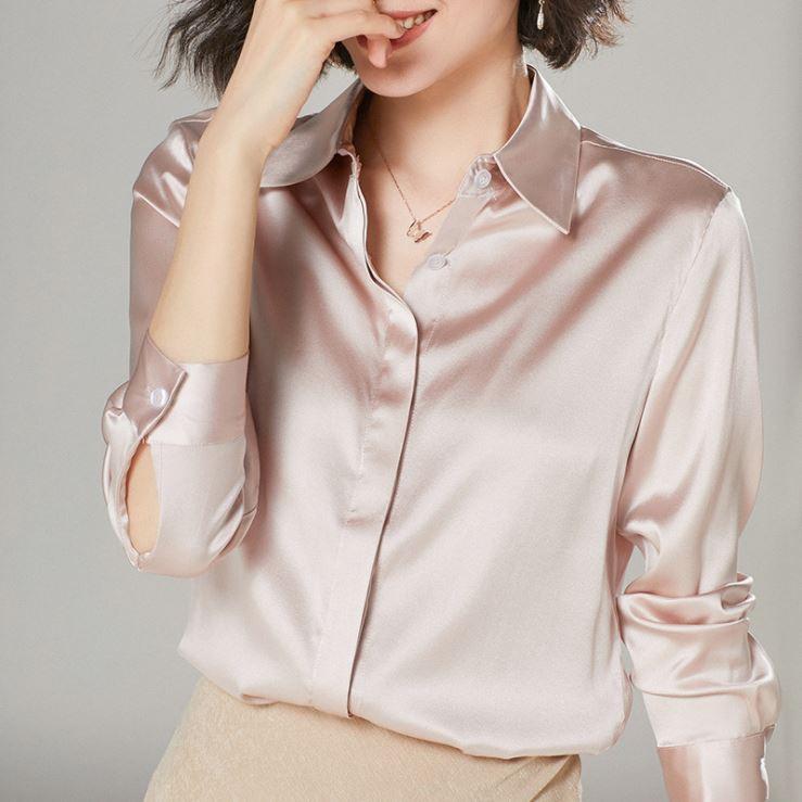 Áo sơ mi nữ form rộng Madela chất LỤA HÀN cao cấp, thiết kế dài tay basic Freesize mix đồ công sở đi chơi đều đẹp, sơ mi nữ đẹp dài tay nhiều màu, phong cách thanh lịch, mẫu mới nhất - ASM05