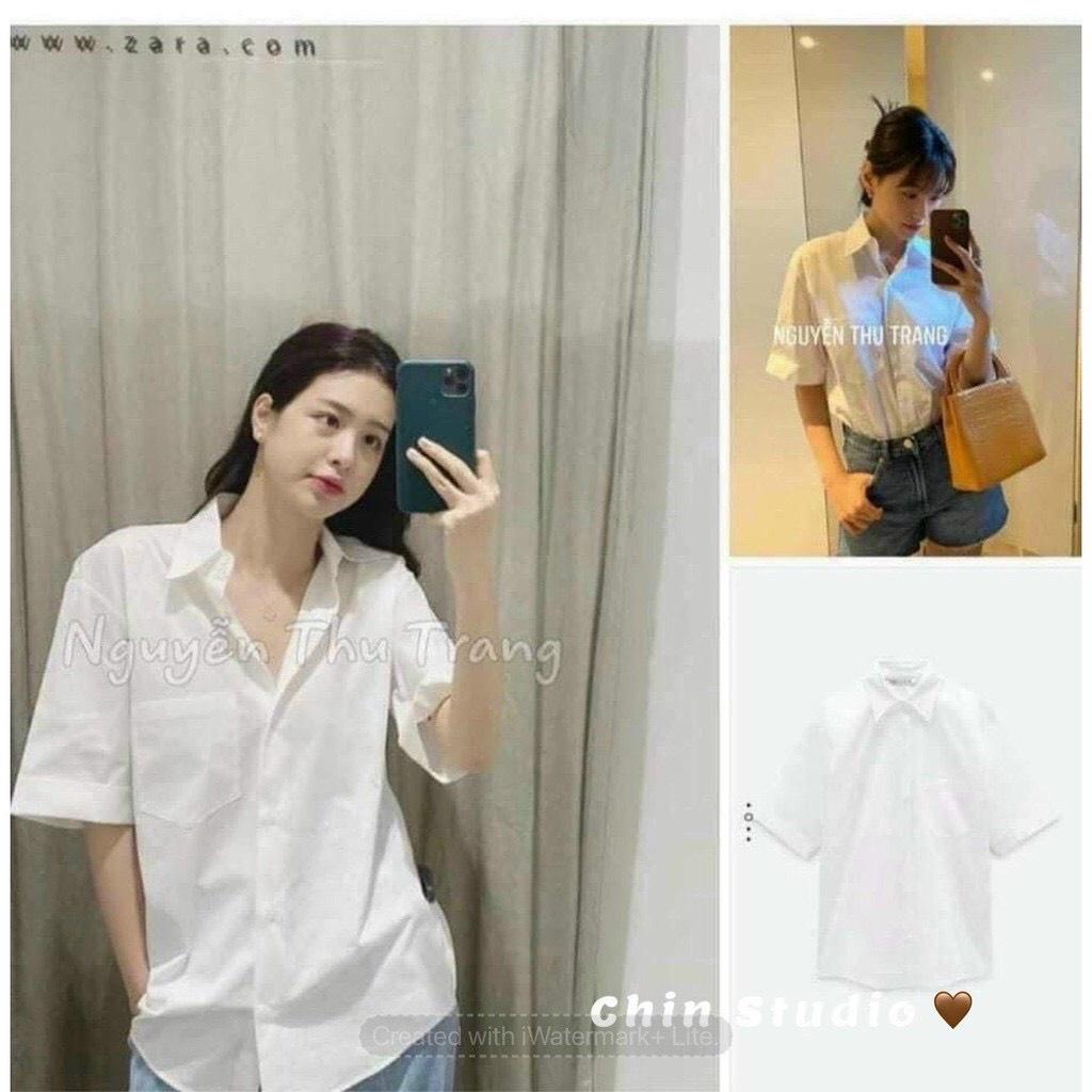 Áo sơ mi trắng quốc dân tay cộc túi hộp đẹp