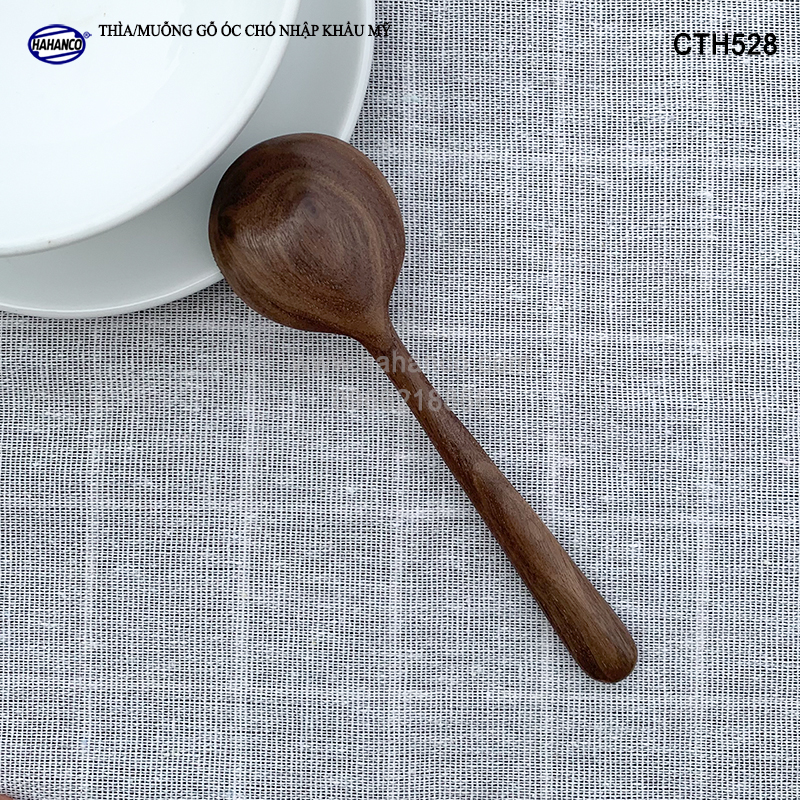 Thìa/Muỗng đầu tròn gỗ Óc Chó (13,5cm) Xúc gia vị, cafe, decor trang trí - CTH528 - An toàn cho sức khỏe