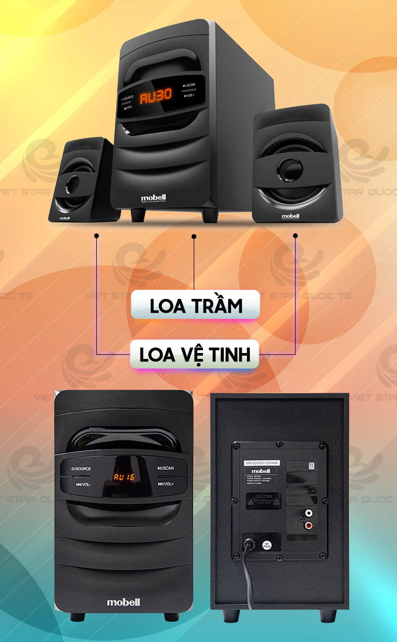 Loa Vi Tính Bluetooth Mobell Công Suất 20W, Có Remote - Hàng Chính Hãng