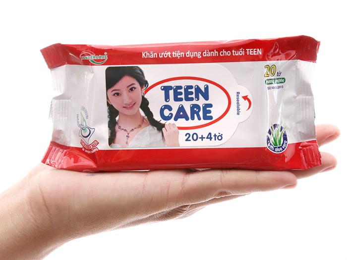 Khăn giấy ướt Kháng khuẩn Teencare 20 tờ/gói (Màu đỏ)