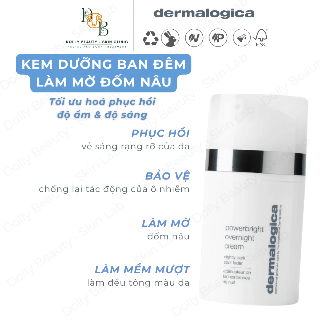 Kem dưỡng ban đêm dành cho da có sắc tố POWERBRIGHT OVERNIGHT CREAM của Dermalogica - Dolly Beauty