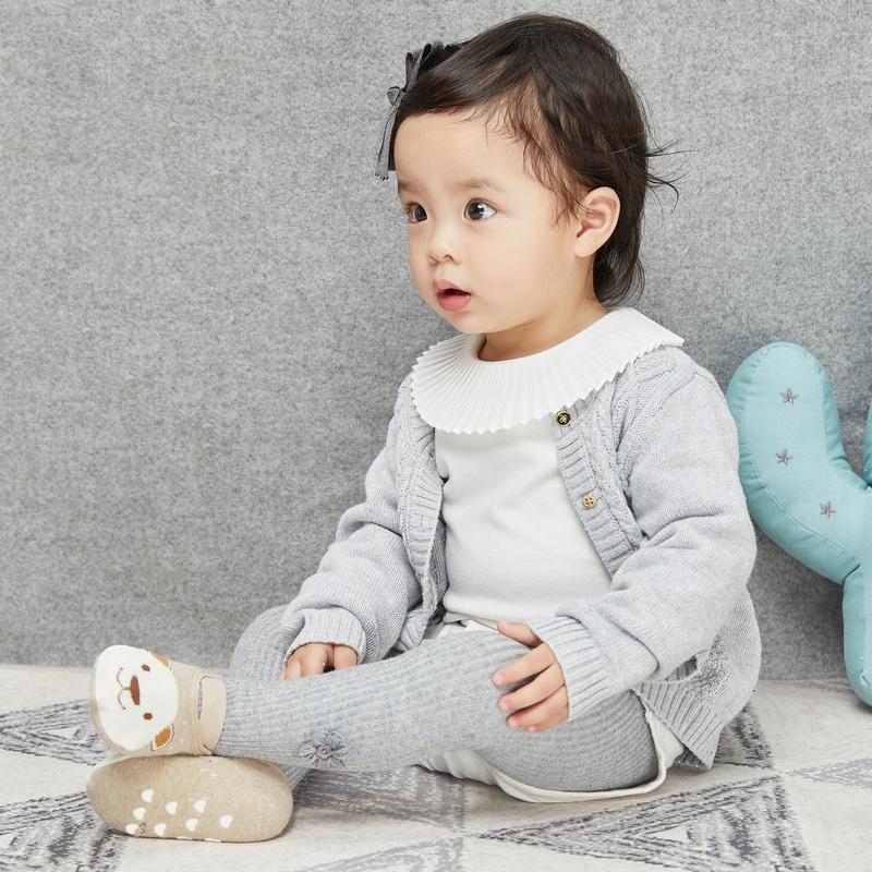 [136:H2] Quần tất cotton liền bàn đính hoa dễ thương cho bé gái 0-3 tuổi