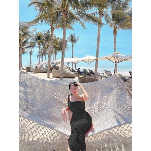 Đầm body lưới nhún 1 vai