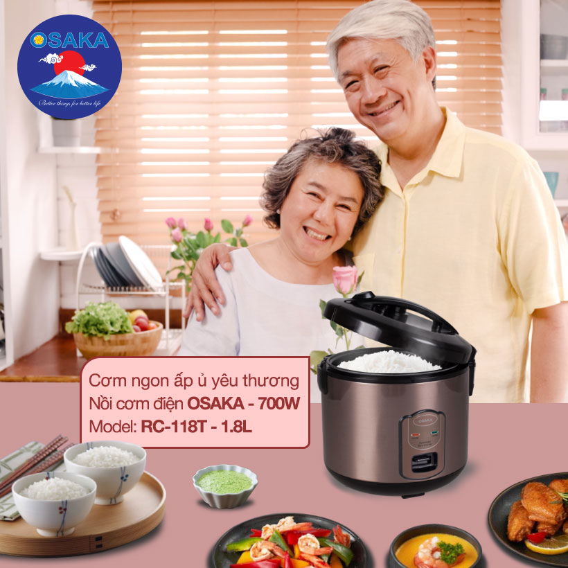 Nồi cơm điện Osaka RC-118T dung tích 1.8 lít - Hàng chính hãng