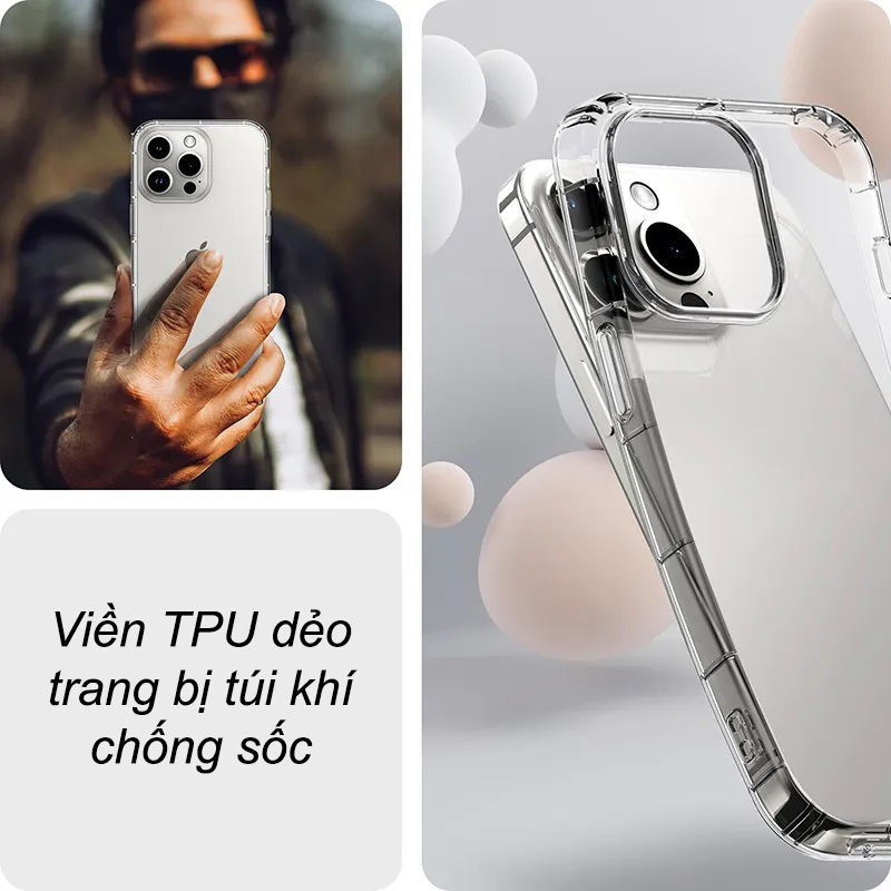 Ốp lưng trong suốt chống va đập cho iPhone 15 Pro Max/ iP 15 Pro/ 15 Plus/ iPhone15 hiệu likgus Crystal - Thiết kế viền dẻo, mặt lưng cường lực chống sốc - Hàng nhập khẩu