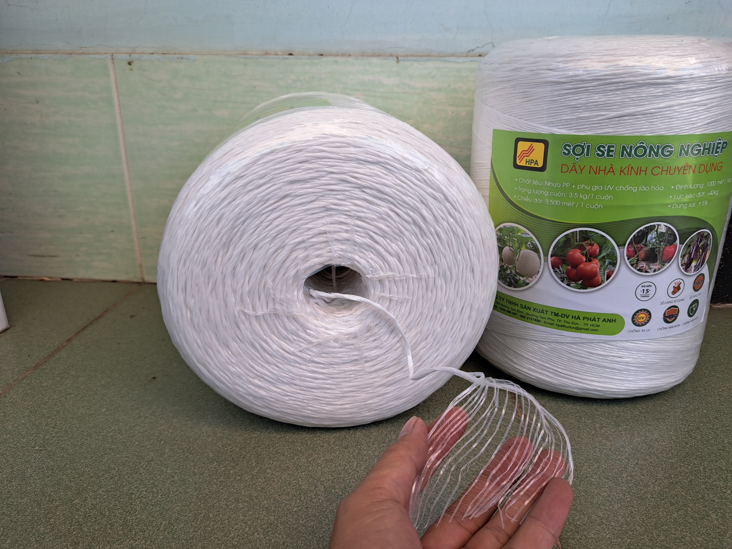 Sợi se nông nghiệp, dây nhà kính, sợi se màng parafin dùng treo dưa lưới, cà chua, ớt chuông