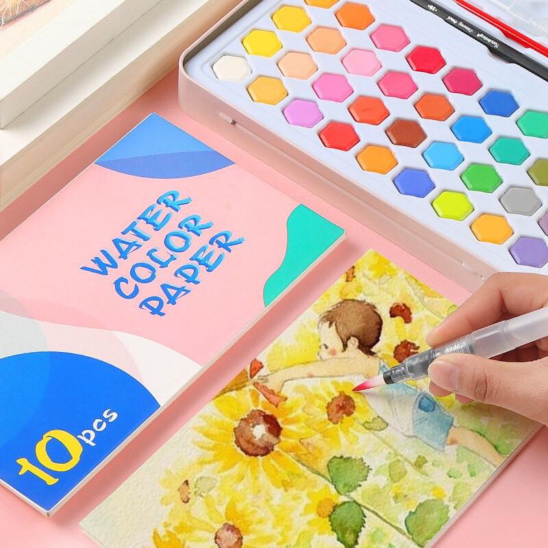 Bộ 36 Màu Nước Keep Smiling Cao Cấp Kèm Bút Nước, Bút Lông, Bút Chì, Gọt Chì, Miếng Mút