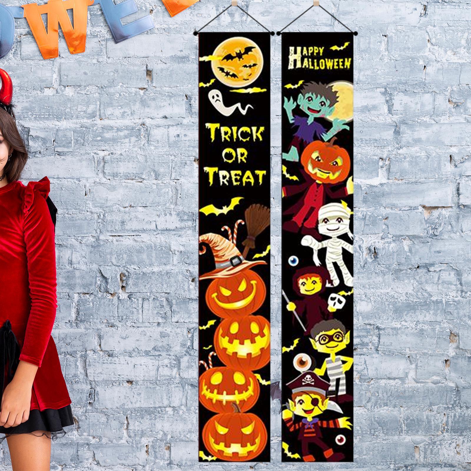 Hanging Banners Halloween Couplet Scary Decorative Sign Outdoor Flag for Party Carnival Haunted House Front Door Outside Yard