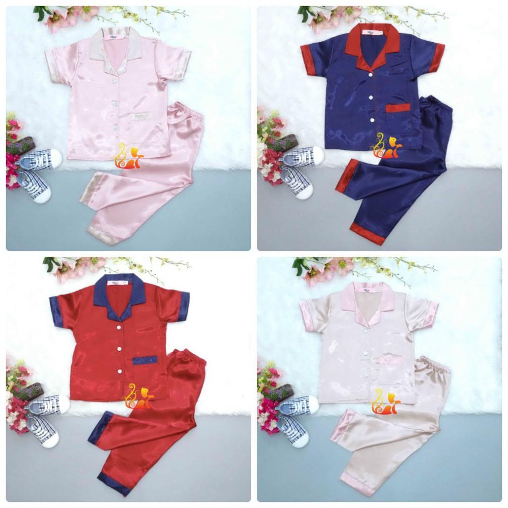 (Phần 1) Đồ Bộ Pijama Phi &quot;Lụa Phối&quot; Quần Dài Cho Bé - Từ 12kg - 40kg