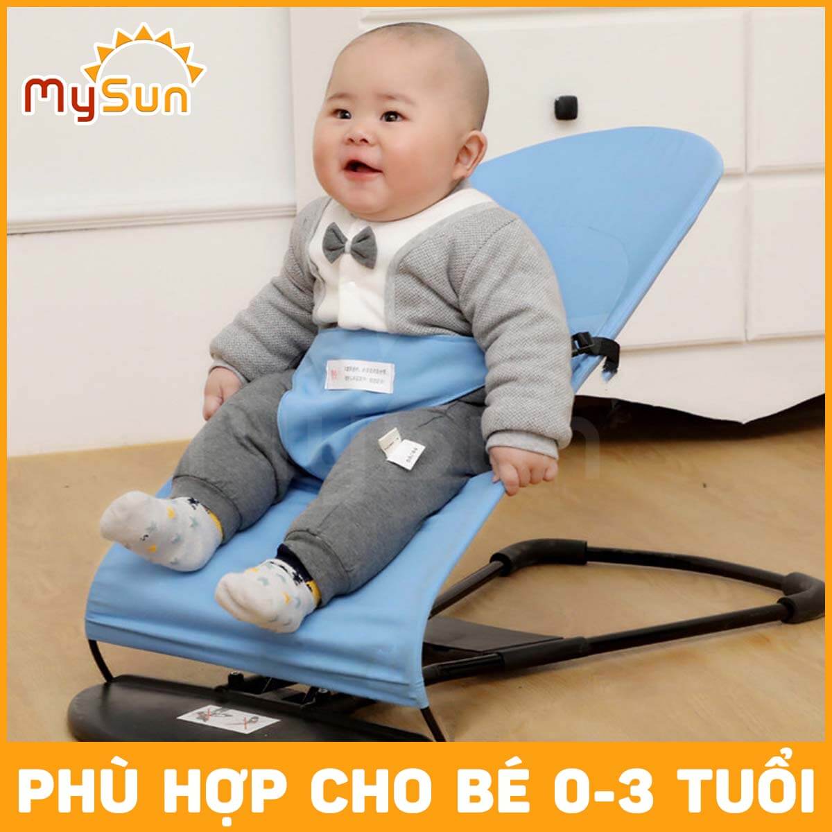 Ghế nôi nhún rung bập bênh cho bé sơ sinh nằm ru ngủ, ngồi chơi thư giãn an toàn MySun