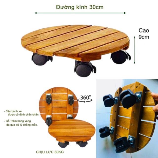 Đế Lót Chậu Cây, Giá Để Chậu Có Bánh Xe, Chất Liệu Gỗ, Đế Để Đồ Đa Năng (30x30)