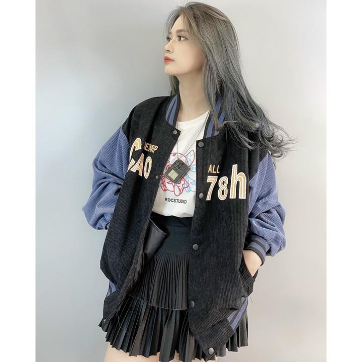 ÁO KHOÁC KAKI NHUNG GÂN Bomber Jacket