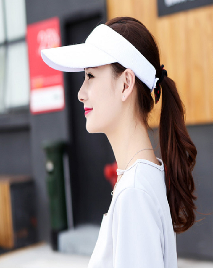 Mũ lưỡi trai thể thao nửa đầu màu trắng nón kết thể thao nữ