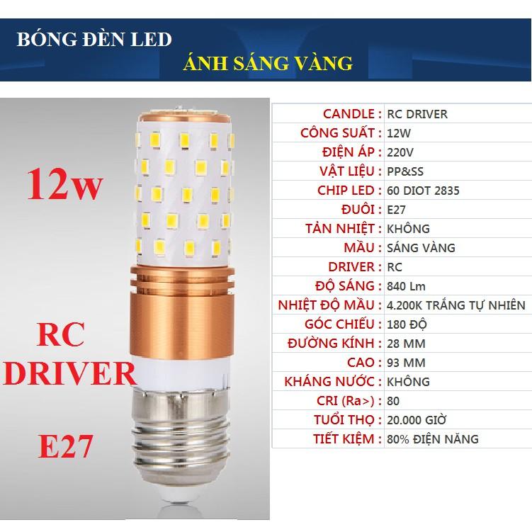 Bóng đèn LED bắp, trụ, tròn, búp 5w,7w, 9w, 12w sáng trắng hoặc vàng, Đuôi E14 hoặc E27