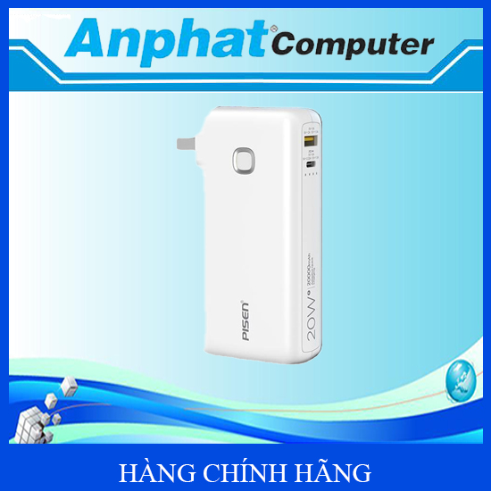 Pin sạc dự phòng PISEN QUICK High Power Box 10.000mAh 20W  - White - Hàng Chính Hãng