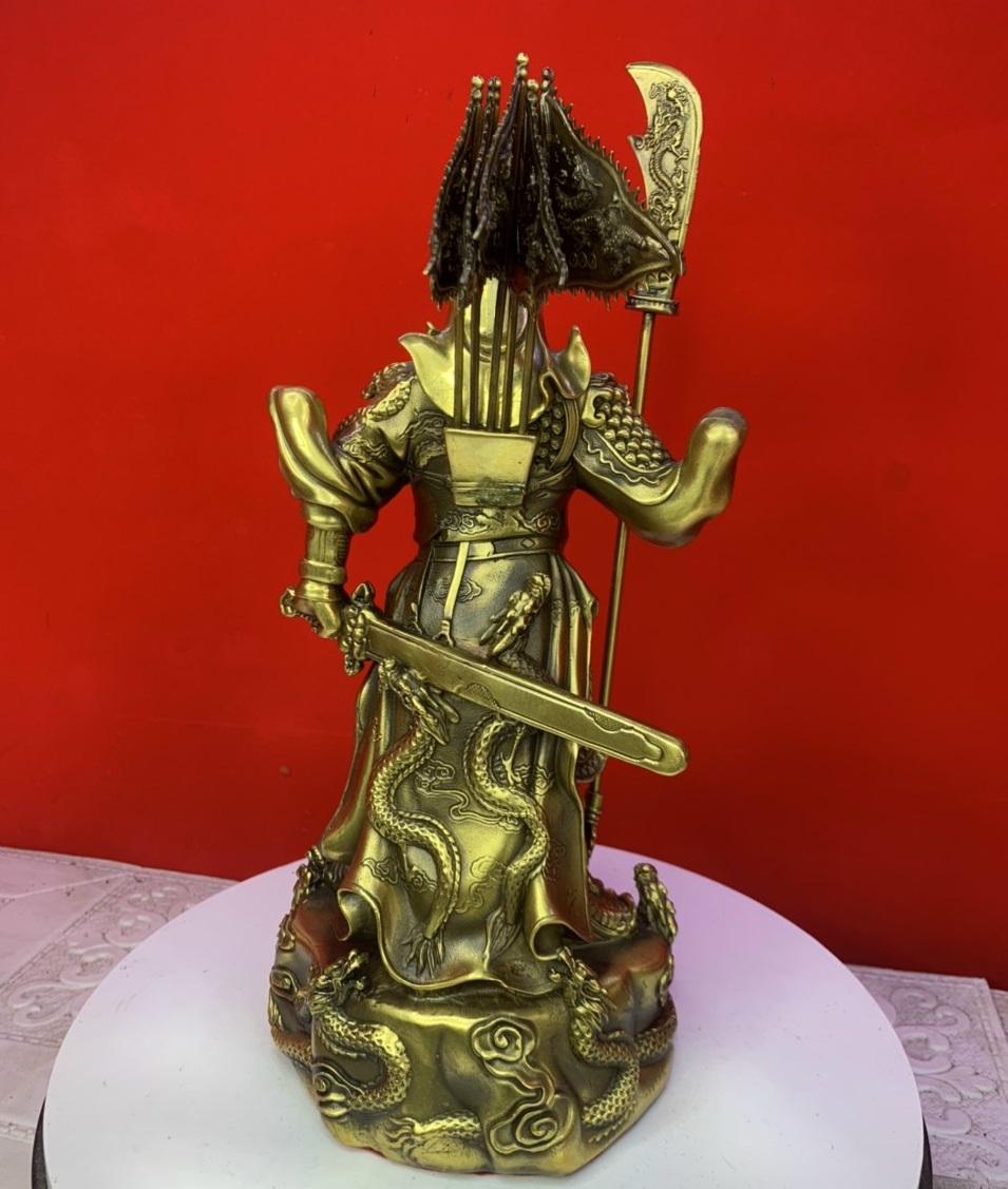 Tượng quan công, quan vân trường 5 cờ bằng đồng MS246