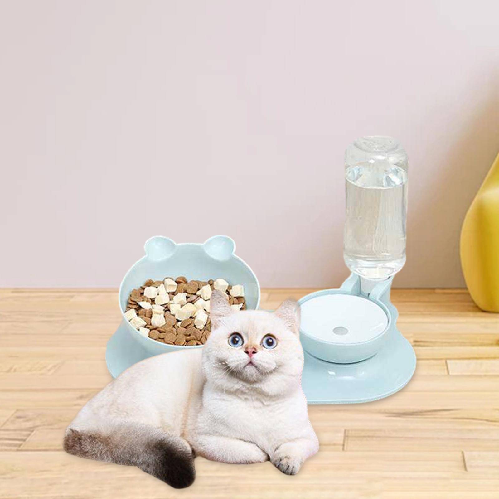 Cat Bowls for Food and Water, Double Bowl Pet Feeder, 15° Raised Cat Feeder, Pet Supplies Container, Pet Water Food Feeder for Small Medium Dogs