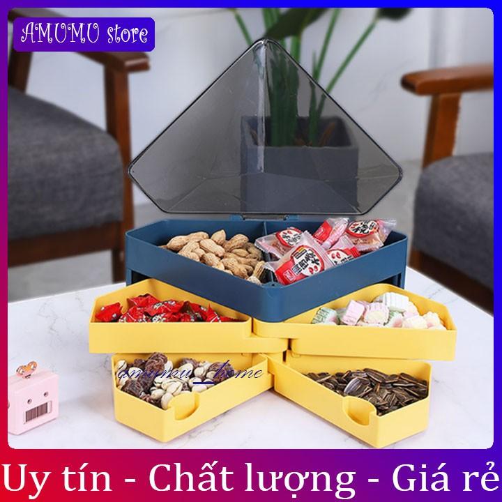 KHAY MỨT TẾT , HỘP MỨT TẾT TAM GIÁC 3 TẦNG NHỰA CAO CẤP HÀNG NỘI ĐỊA TRUNG QUỐC SANG TRỌNG-tặng 10 lì xì tết