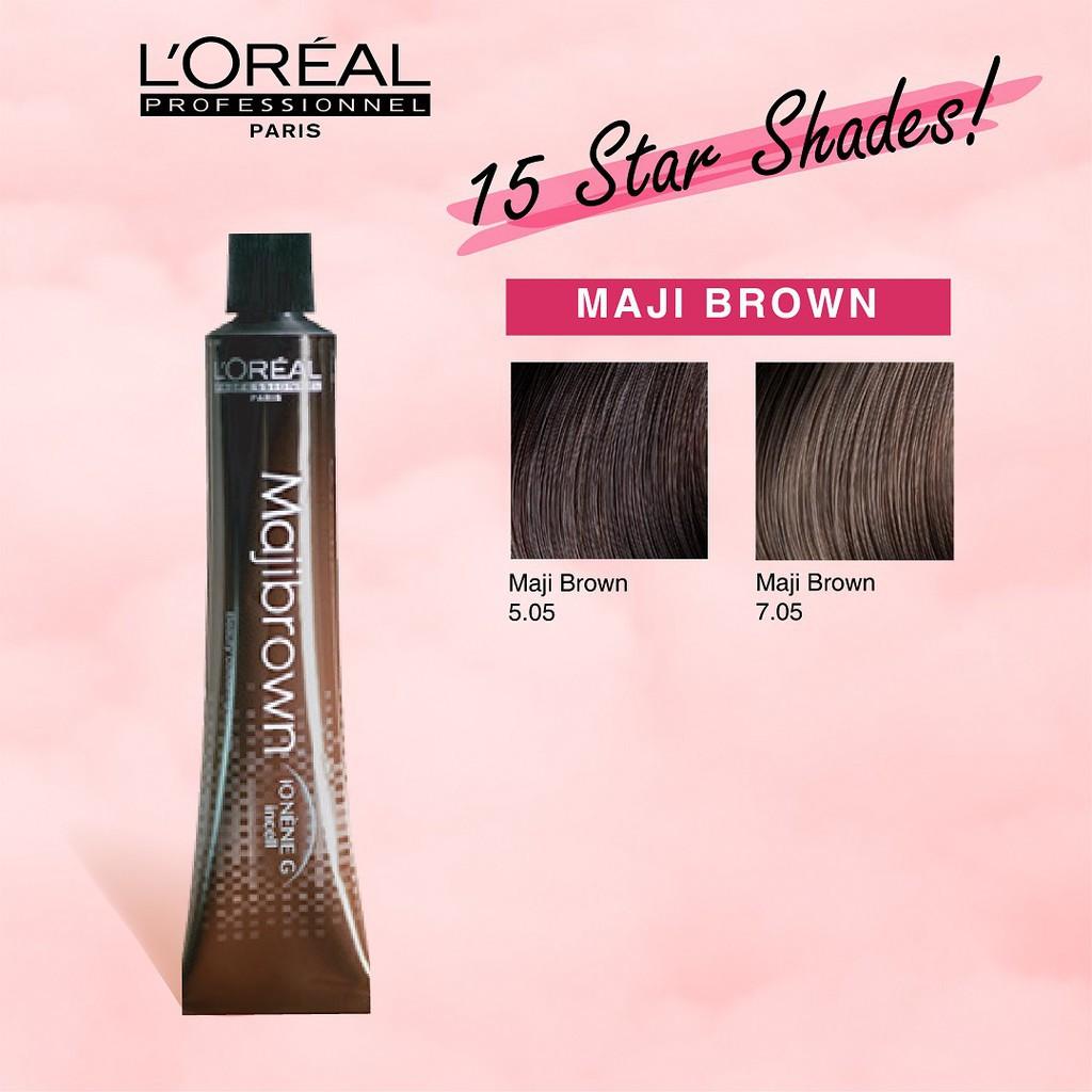 Thuốc nhuộm tóc phủ bạc 100% L'oreal Majibrown 50ml + oxy pha chính hãng hàng chuyên nghiệp trong Salon